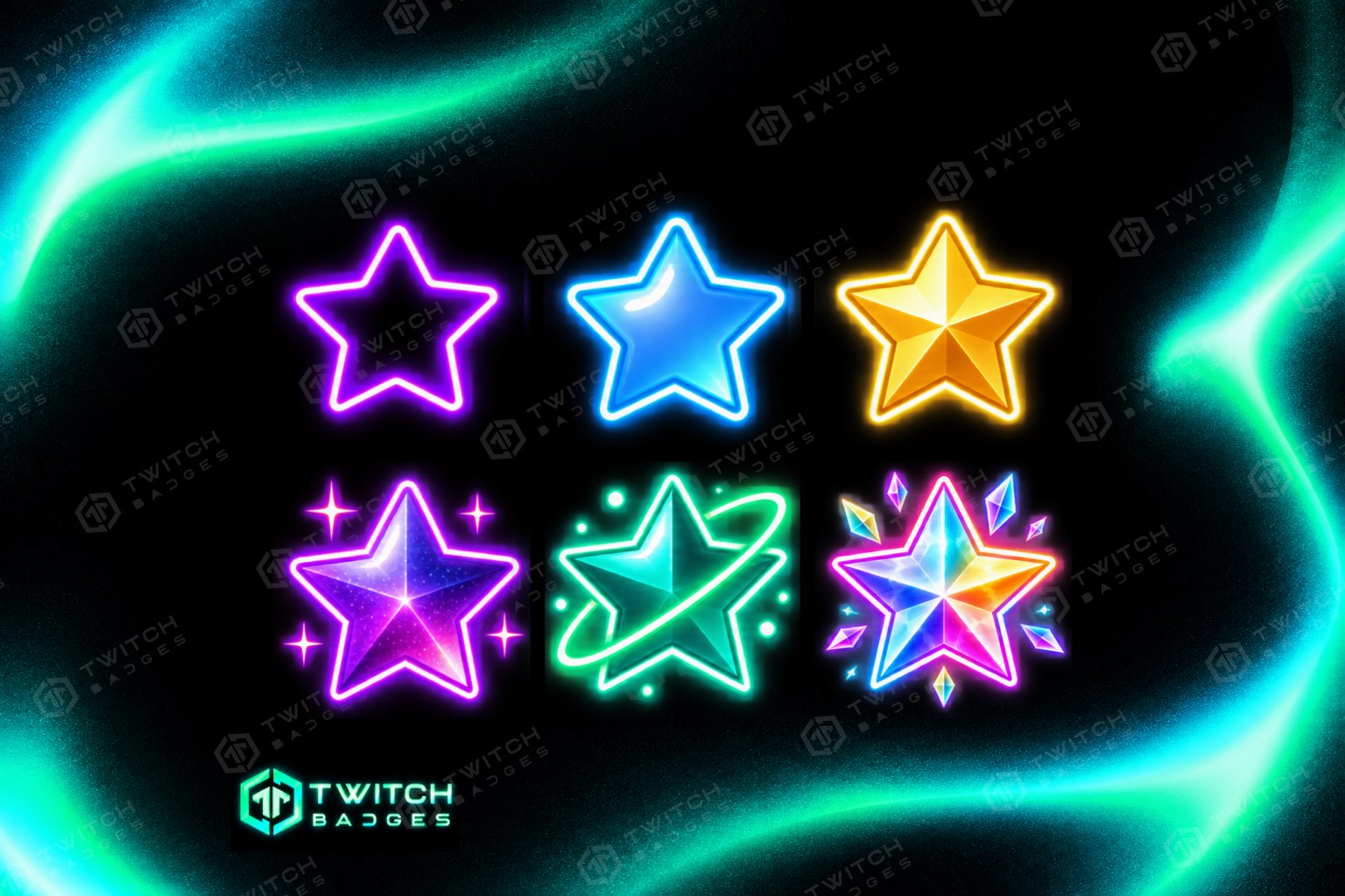 Stars Twitch Sub Badges — all 6 tiers