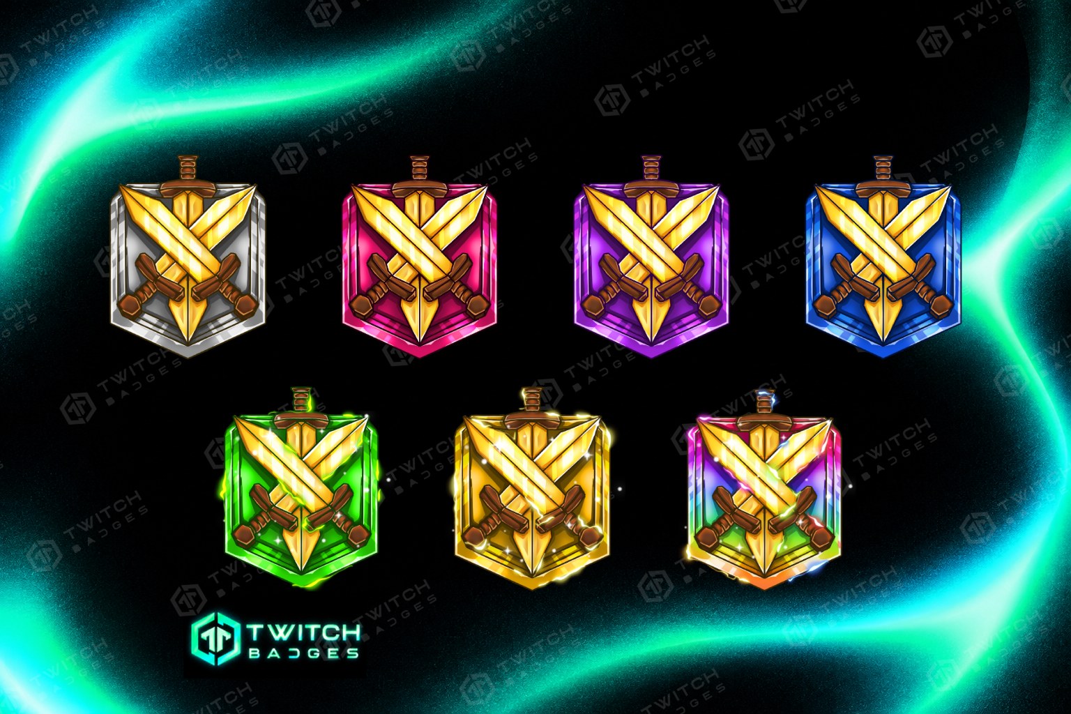 Sword Twitch Sub Badges — all 7 tiers