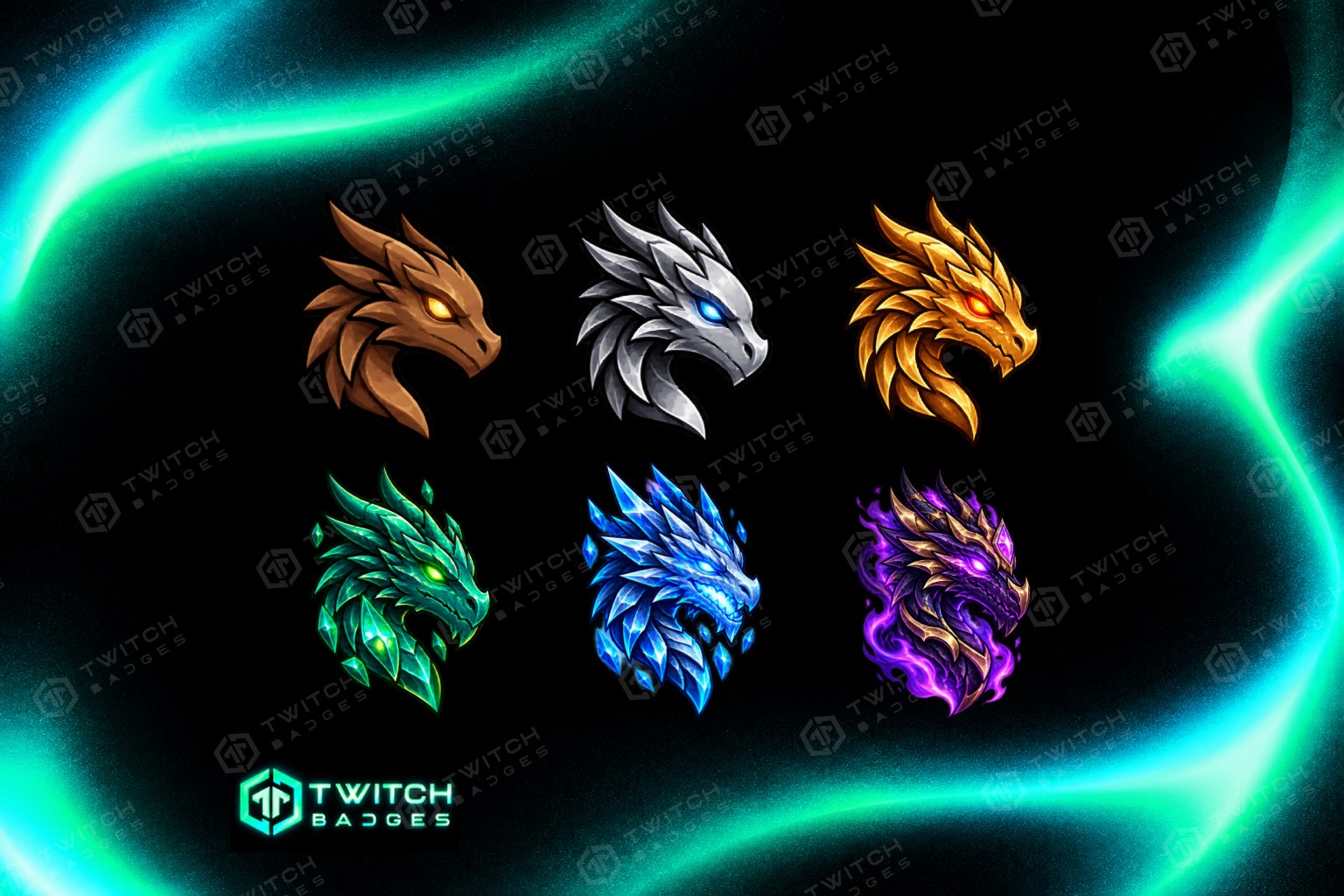 Dragon V2 Twitch Sub Badges — all 6 tiers