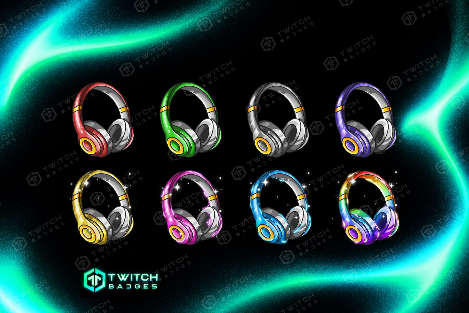 Headphones Twitch Sub Badges — all 8 tiers