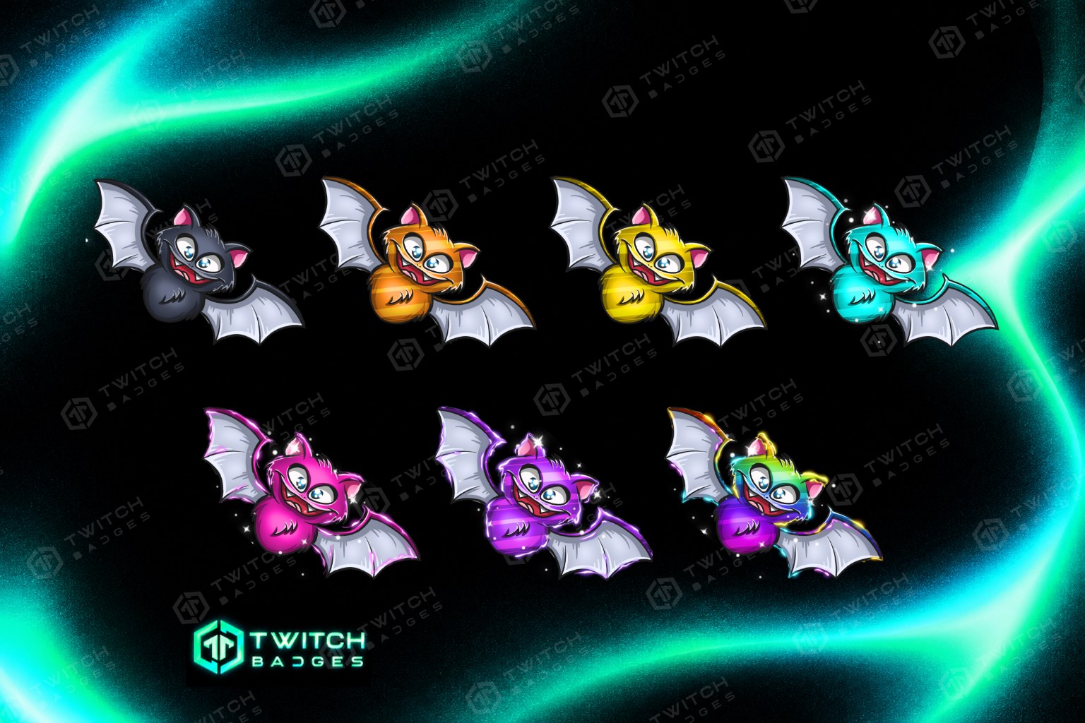Bat Twitch Sub Badges — all 7 tiers