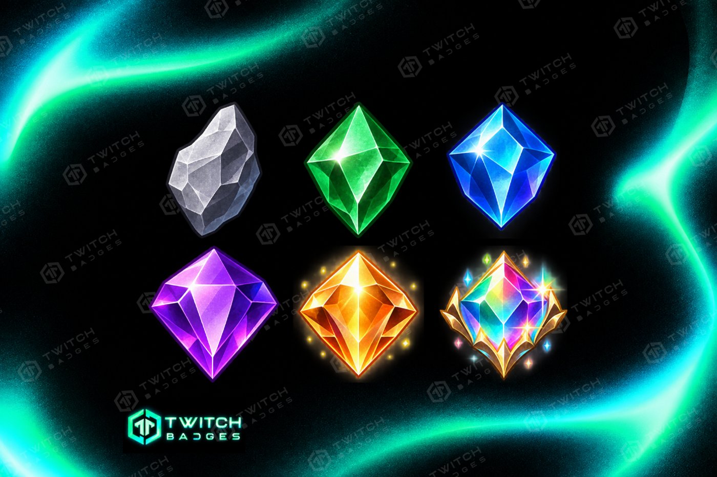 Gemstones Twitch Sub Badges — all 6 tiers